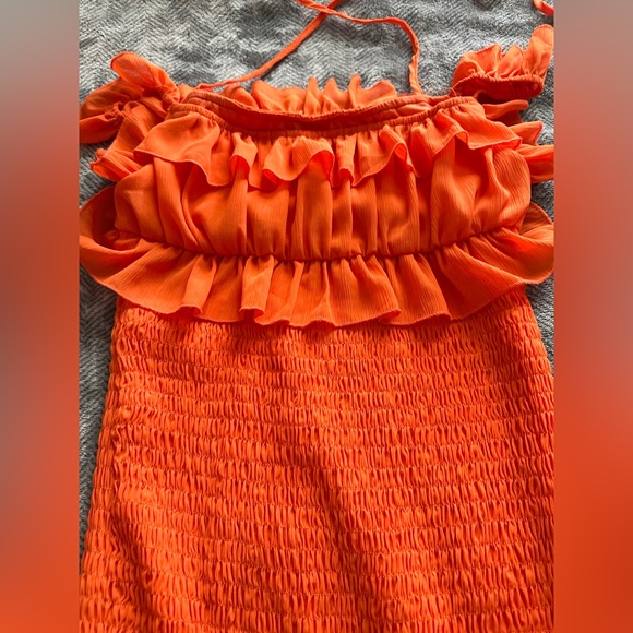 Orange Ruffled Mini Dress - Picture 3 of 3